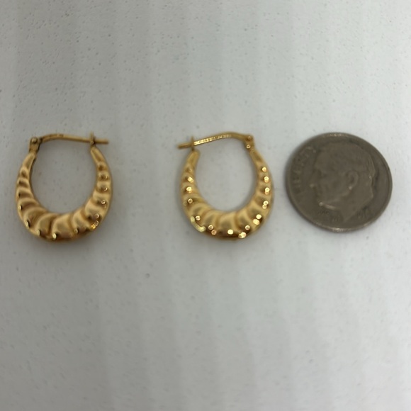 Sterling Silver Gold Plated Pave’ Earrings Lever Back Lightweight Reversible New - Picture 3 of 4